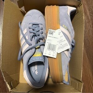 Adidas Gazelle Bold Womens Size 5.5 Platform Sneakers Shoes Blue Brown JQ1297